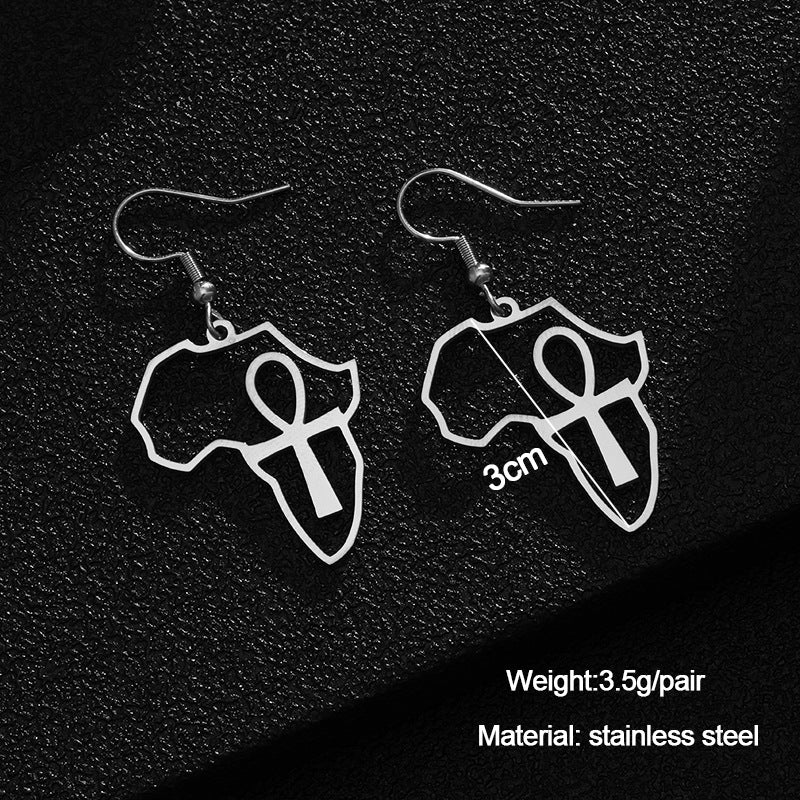 Fashion Hot Sale Cross Africa Map Earrings