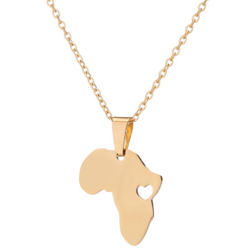 Stainless Steel Africa Map Necklace