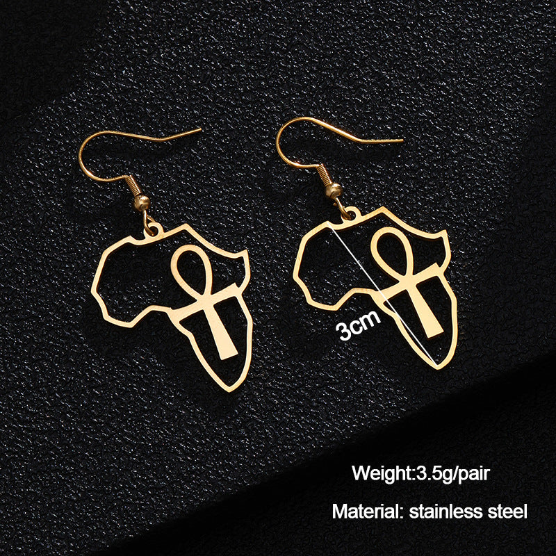 Fashion Hot Sale Cross Africa Map Earrings