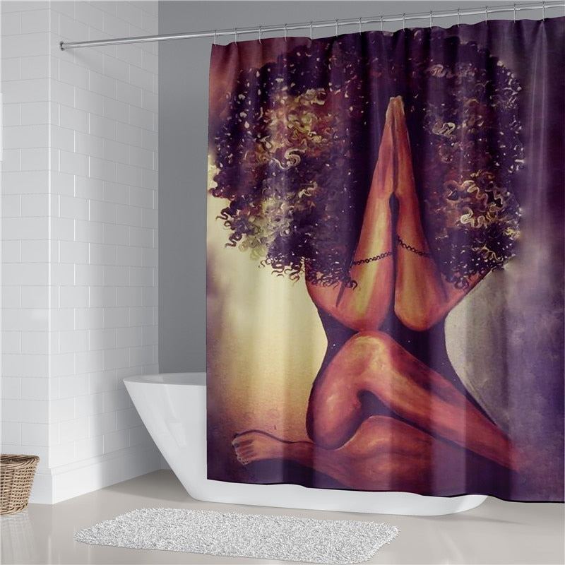 Black Women Printed Shower Curtain