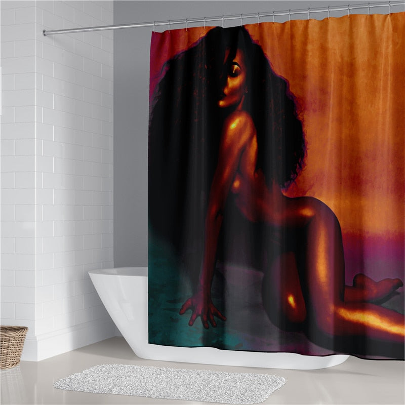 Black Women Printed Shower Curtain