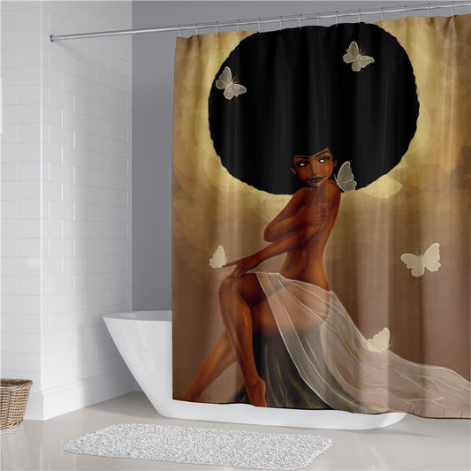 Black Women Printed Shower Curtain